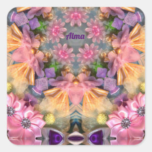 ALMA ~ Shades Yellow, Purple, Pink, Blue Square Sticker