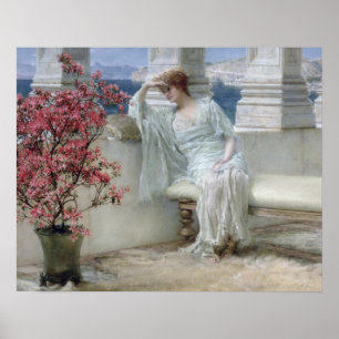 Alma-Tadema   Her eyes are with her thoughts? Poster