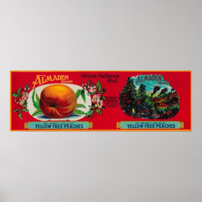 Almaden Peach Label Poster (Front)