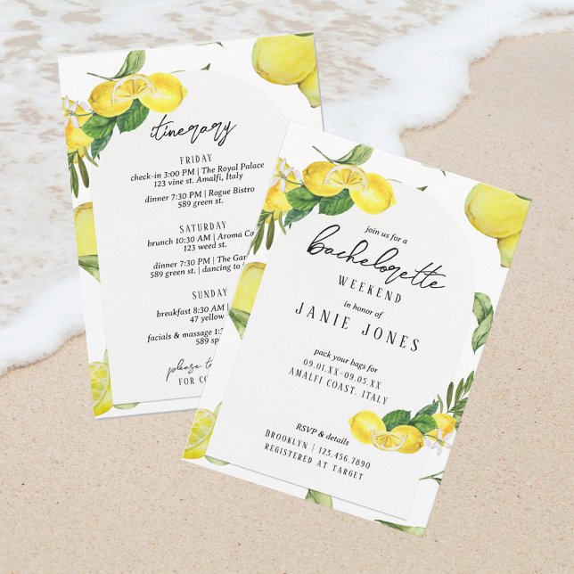Almafi Vibes Lemon Bachelorette Party Weekend Invitation (Creator Uploaded)