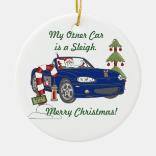 ALMC-Santa's Sleigh-Blue Ceramic Ornament