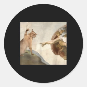 Almighty Slap Funny Cat God Creation Of Adam Meme Classic Round Sticker