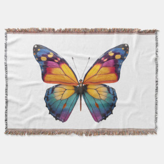 Almofada com um desenho de uma Borboleta colorida. Throw Blanket
