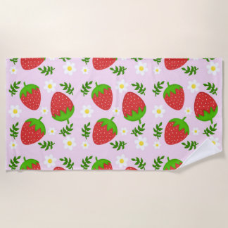 Almofada fofa continuous design strawberries botto beach towel