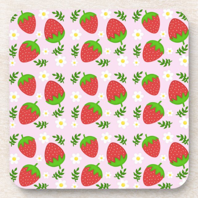 Almofada fofa continuous design strawberries botto coaster (Front)