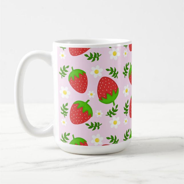 Almofada fofa continuous design strawberries botto coffee mug (Left)