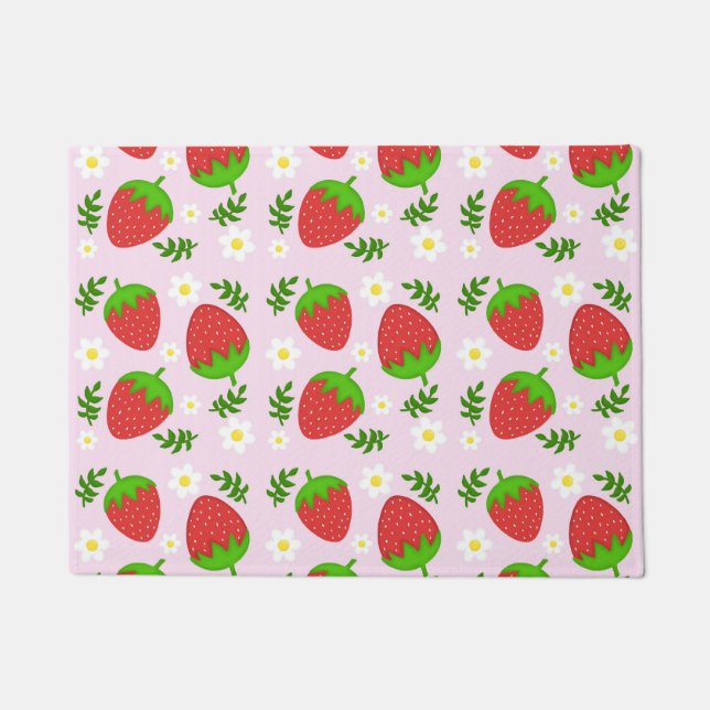 Almofada fofa continuous design strawberries botto doormat (Front)