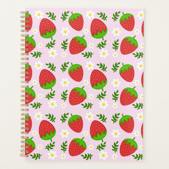 Almofada fofa continuous design strawberries botto planner (Front)