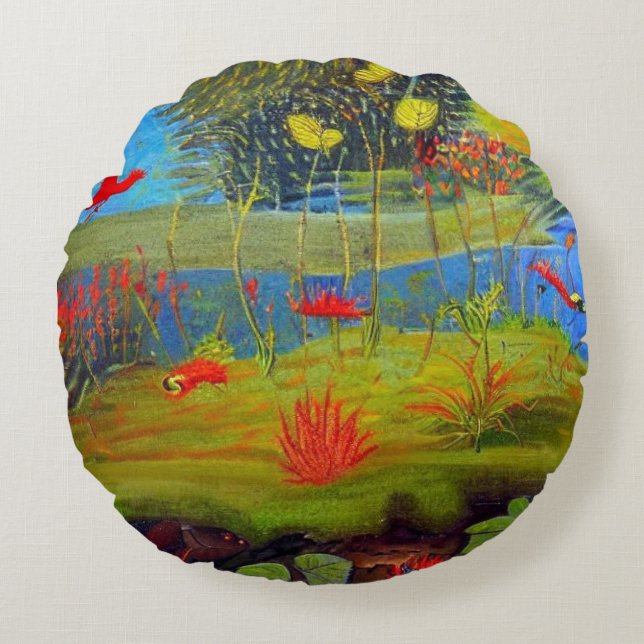 Almofada Image: Somewhere a lake. Round Cushion (Front)