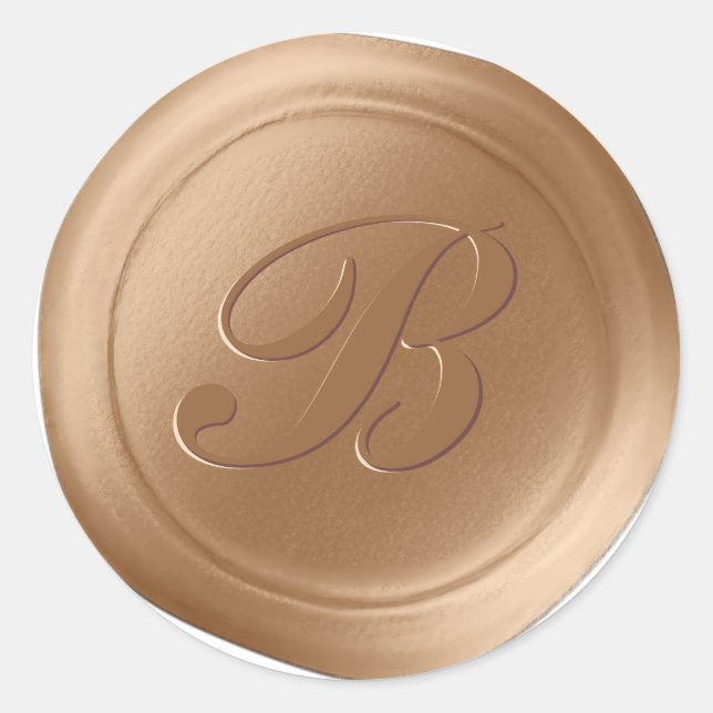 Almond 1 Letter Script Monogram Wax Seal Stickers (Front)