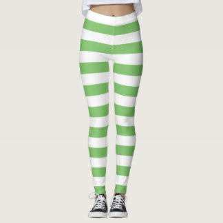 Almond and white colour horizontal striped leggings