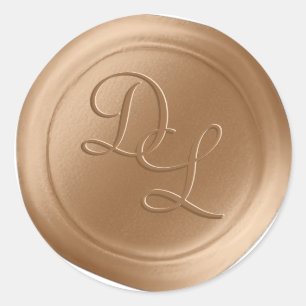 Almond Beige 2 Letter Monogram Wax Seal Stickers