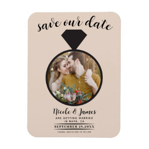 Almond Bisque Wedding Ring Photo Save the Date Magnet