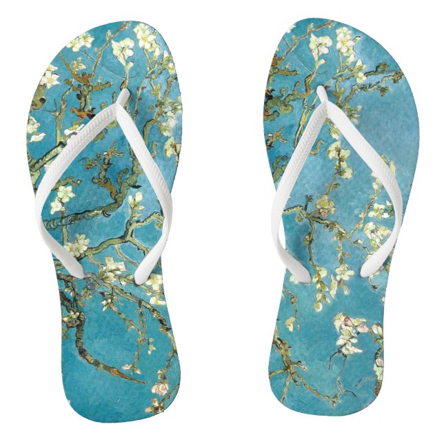 Almond blossom (1890) Vincent Van Gogh Floral art  Thongs (Footbed)