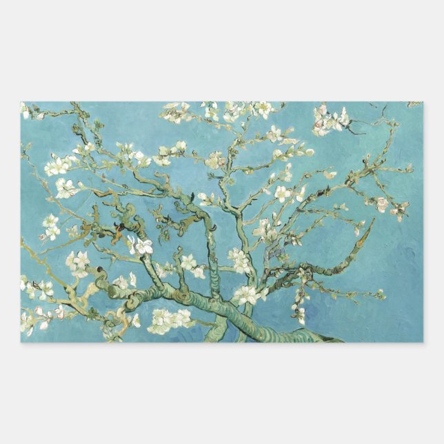 Almond Blossom by Van Gogh Rectangular Sticker (Front)