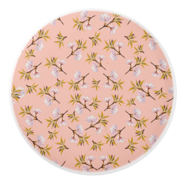 Almond Blossom Door Handle Ceramic Knob (Front)