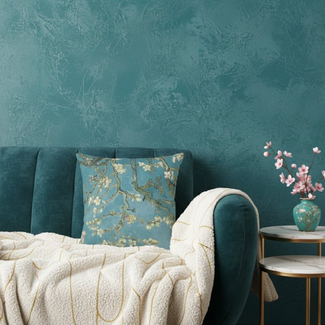  Almond Blossom Floral Boho Blue Classic Art Cushion (Creator Uploaded)