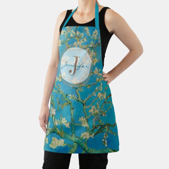 Almond Blossom Monogrammed Van Gogh Apron (Insitu)