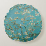 Almond Blossom, Oil Painting, Vincent Van Gogh Round Cushion<br><div class="desc">Vincent Van Gogh,  February 1890
oil on canvas
post-impressionist oil painting depicting a flowering blooming almond tree with white flowers and green-blue branches against a muted teal background

sophisticated elegant fancy chic quirky boho stately eclectic bohemian maximalist fine modern classic art decor</div>