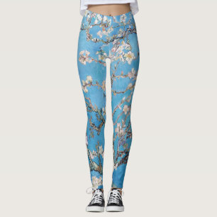 Almond Blossoms Blue Vincent van Gogh Art Painting Leggings