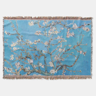Almond Blossoms Blue Vincent van Gogh Art Painting Throw Blanket