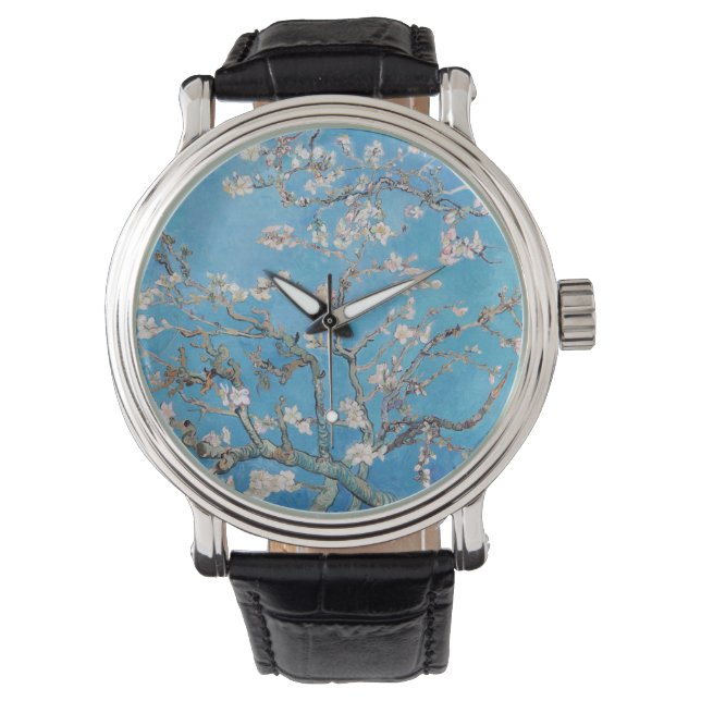 Almond Blossoms Blue Vincent van Gogh Art Painting Watch (Front)