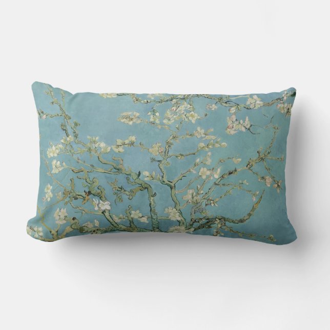 Almond Blossoms by Vincent Van Gogh Fine Art Lumbar Cushion (Front)
