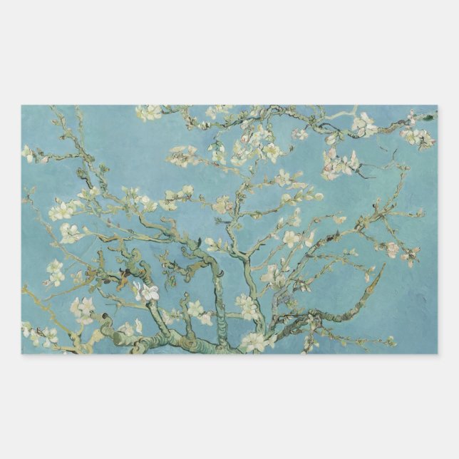 Almond Blossoms by Vincent Van Gogh Fine Art Rectangular Sticker (Front)