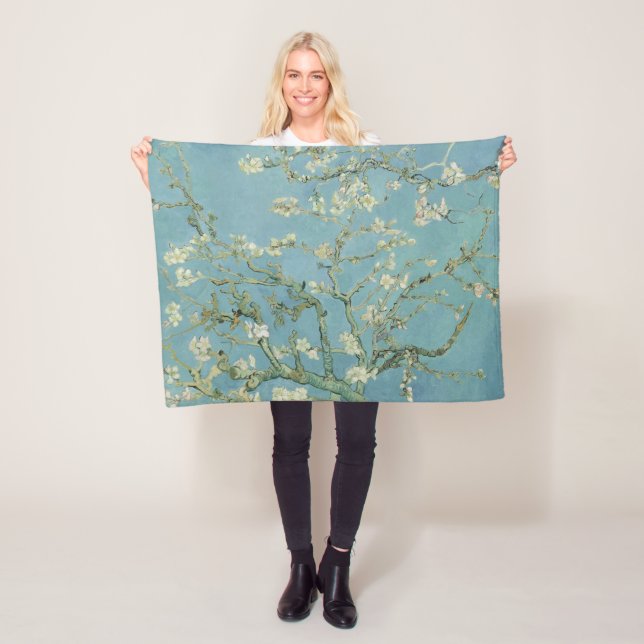 Almond Blossoms Painting by Van Gogh Fleece Blanket (In Situ)