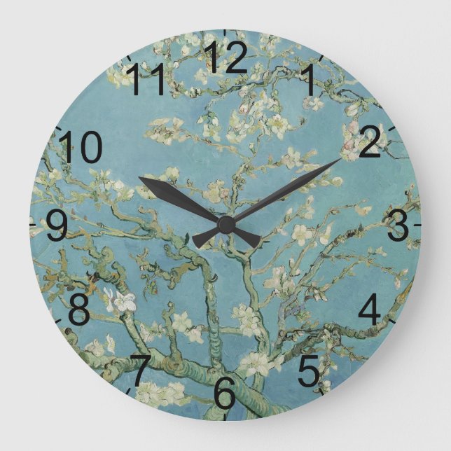 Almond Blossoms Painting by Van Gogh Large Clock (Front)