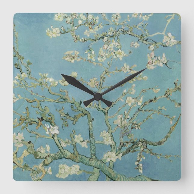 Almond Blossoms Painting by Van Gogh Square Wall Clock (Front)