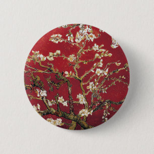 Almond Blossoms Red Vincent van Gogh Art Painting 6 Cm Round Badge