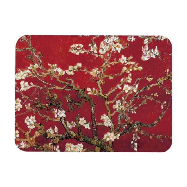 Almond Blossoms Red Vincent van Gogh Art Painting Magnet (Horizontal)
