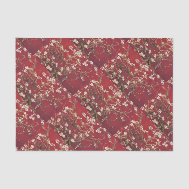 Almond Blossoms Red Vincent van Gogh Art Painting Tissue Paper (Front)