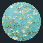 Almond Blossoms | Vincent van Gogh Classic Round Sticker<br><div class="desc">Almond Blossoms (1890) by Dutch artist Vincent van Gogh (1853-1890). Van Gogh's Almond Blossoms painting showcases delicate white flowers set against a vibrant turquoise sky, symbolising new life and renewal. Inspired by Japanese art, the elegant branches and flowing lines create a sense of serenity and natural beauty. The textured brushstrokes...</div>