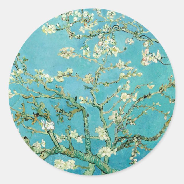 Almond Blossoms | Vincent van Gogh Classic Round Sticker (Front)