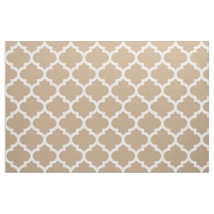 Almond Brown Moroccan Quatrefoil Trellis Fabric