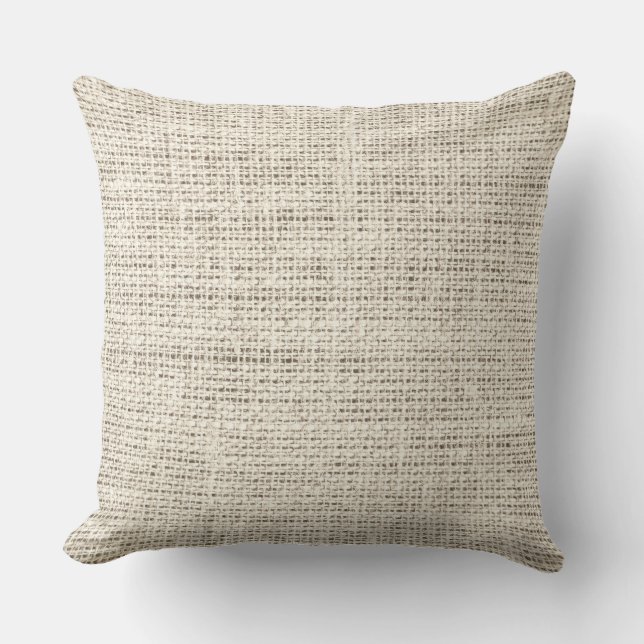 Almond burlap linen background cushion (Front)