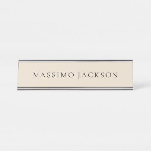 Almond Color Minimalist Plain Modern Aesthetic Desk Name Plate