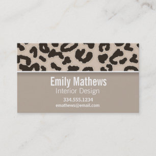 Almond Colour Leopard Animal Print; Personalised Business Card