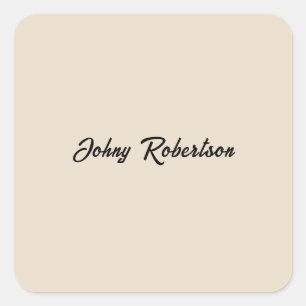 Almond Colour Plain Elegant Professional Minimalis Square Sticker
