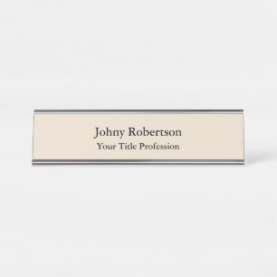 Almond Colour Plain Elegant Professional Modern Desk Name Plate