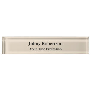 Almond Colour Plain Elegant Professional Modern Nameplate
