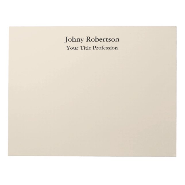 Almond Colour Plain Elegant Professional Modern Notepad (Front)