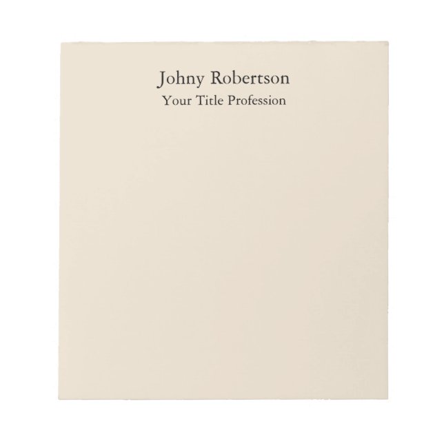 Almond Colour Plain Elegant Professional Modern Notepad (Front)