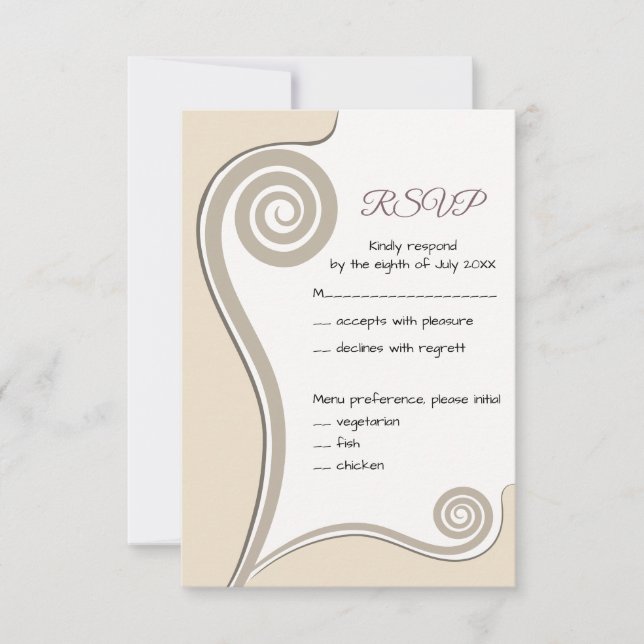 Almond Coloured Koru - New Beginnings - RSVP (Front)