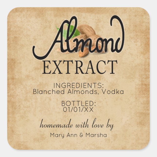 Almond Extract Square Sticker (Front)