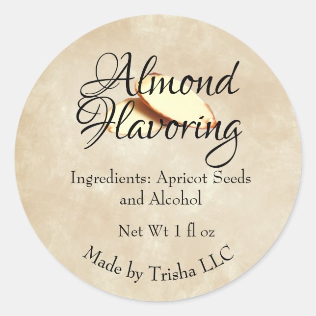 Almond Flavoring Custom  Label Sticker (Front)