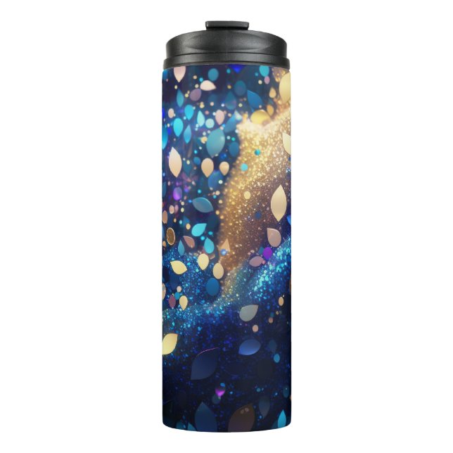 Almond Navy Blue Glitter Thermal Tumbler 12oz (Front)