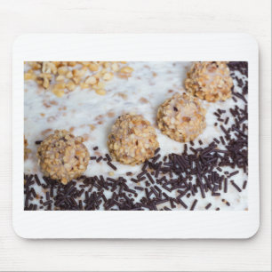 Almond nut cake with chocolate sprinkles detail mouse pad